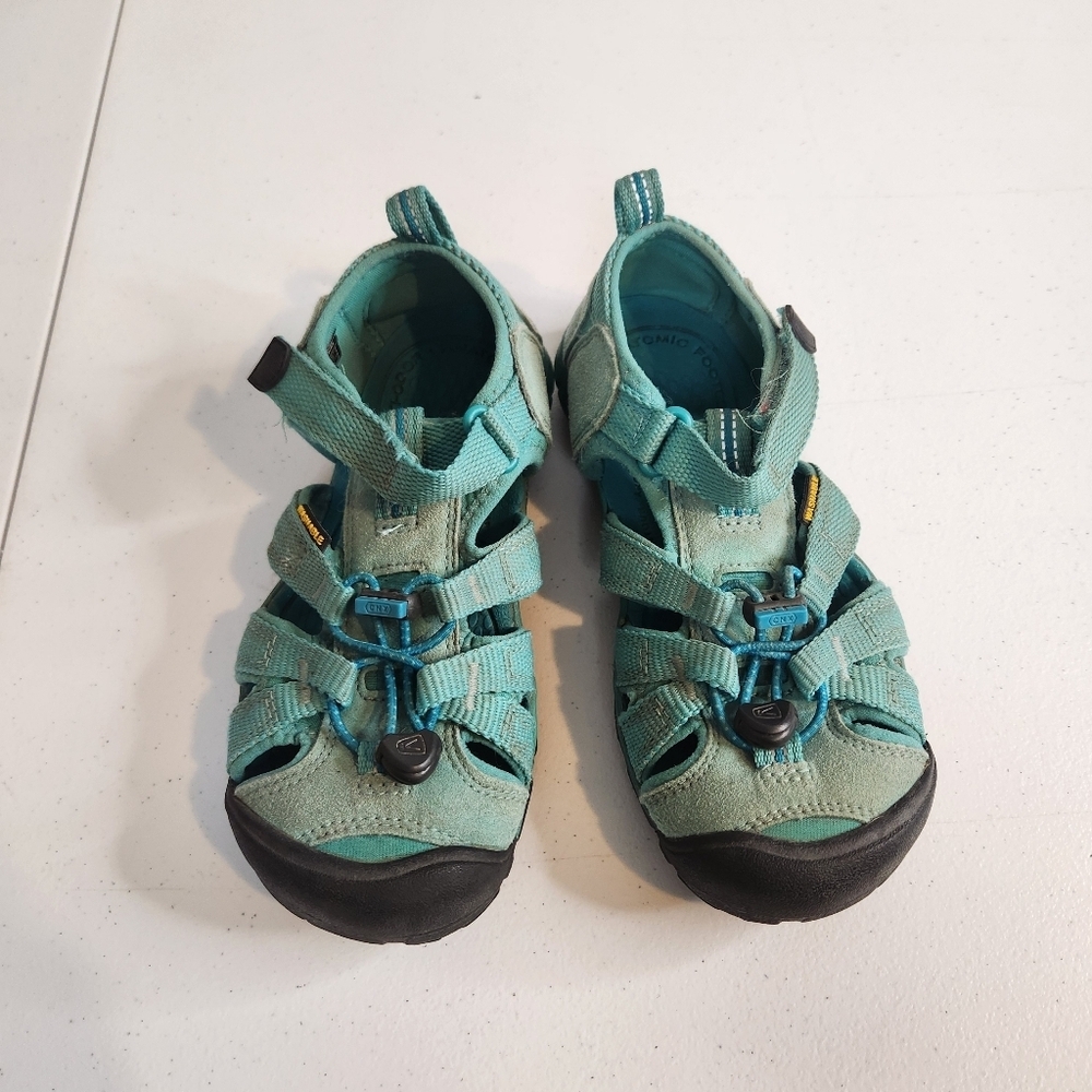KEEN fisherman SEACAMP Teal Blue Water Sport Hiking Sandals Size 1 Kids - Picture 2 of 6